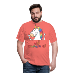 Nö Stinkefinger Einhorn | Männer T-Shirt - Koralle