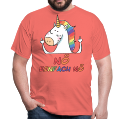 Nö Stinkefinger Einhorn | Männer T-Shirt - Koralle