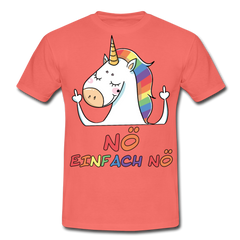 Nö Stinkefinger Einhorn | Männer T-Shirt - Koralle