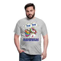 Pew Pew Dab Einhorn | Männer T-Shirt - Grau meliert
