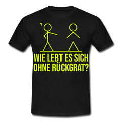 Wie lebt es sich ohne Rückgrat? Flex-Druck | Männer T-Shirt - Schwarz