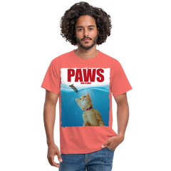 Paws Katzen Parodie | Männer T-Shirt - Koralle