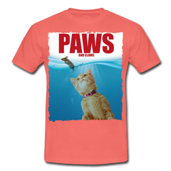 Paws Katzen Parodie | Männer T-Shirt - Koralle