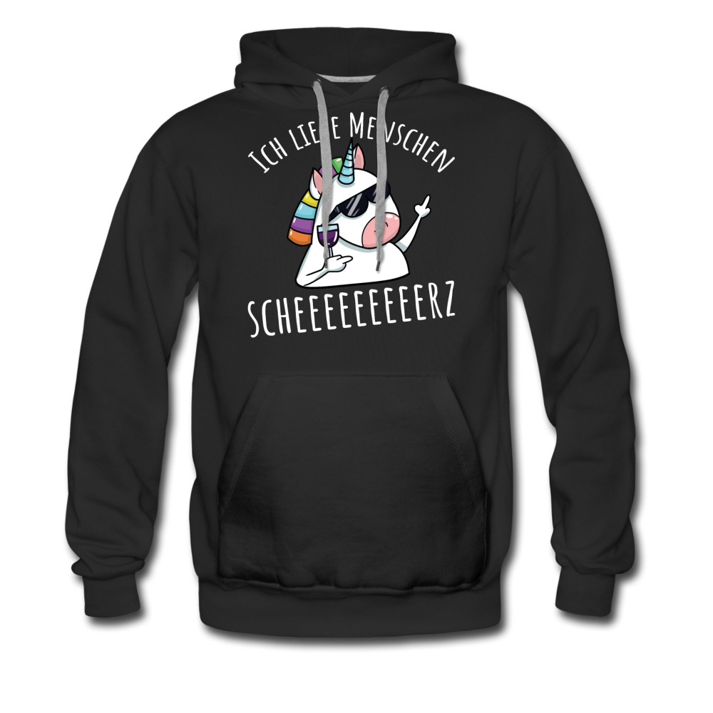 Ich liebe Menschen Einhorn | Men’s Premium Hoodie - Schwarz