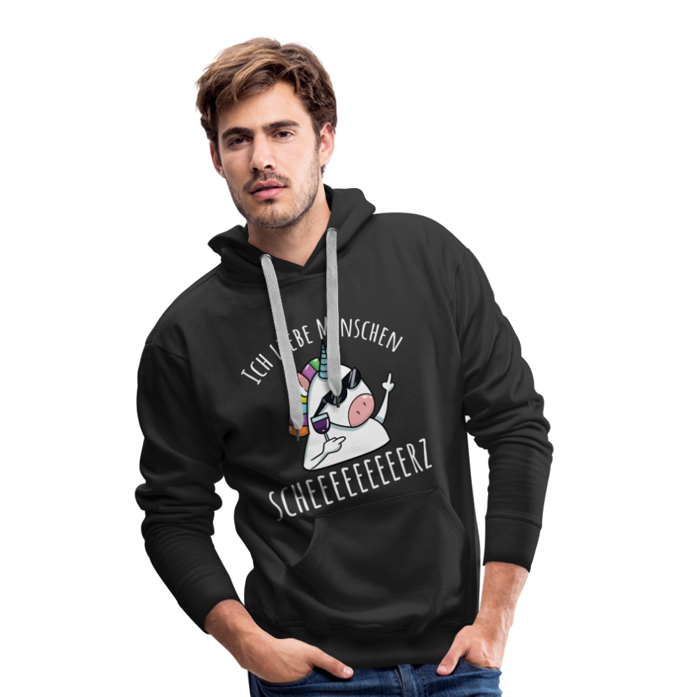 Ich liebe Menschen Einhorn | Men’s Premium Hoodie - Schwarz