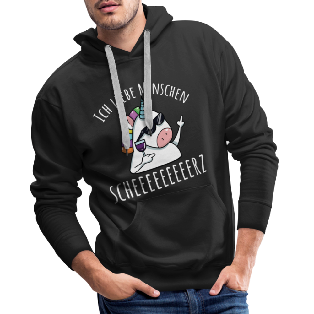 Ich liebe Menschen Einhorn | Men’s Premium Hoodie - Schwarz