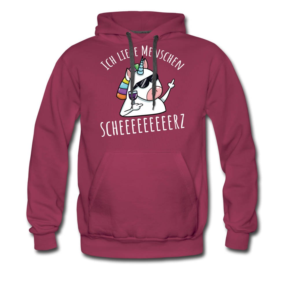 Ich liebe Menschen Einhorn | Men’s Premium Hoodie - Bordeaux