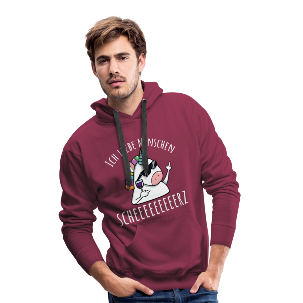 Ich liebe Menschen Einhorn | Men’s Premium Hoodie - Bordeaux