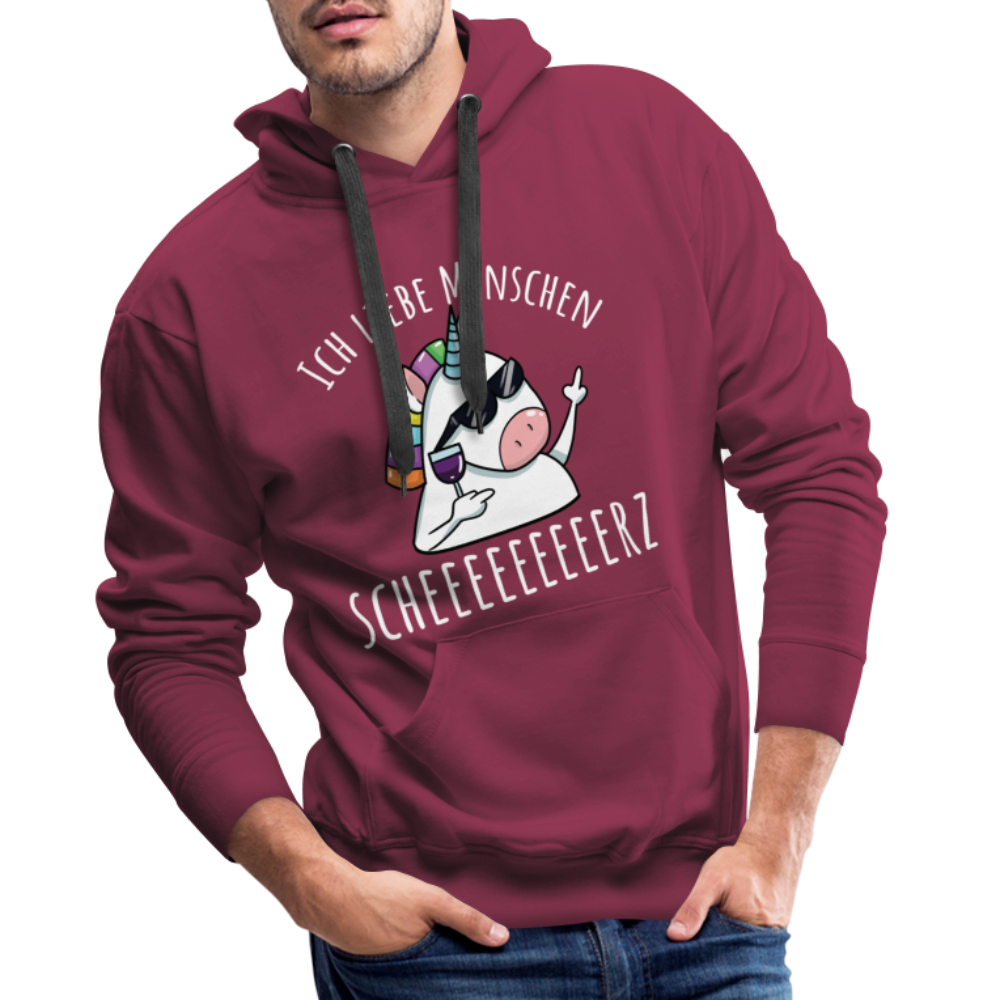 Ich liebe Menschen Einhorn | Men’s Premium Hoodie - Bordeaux
