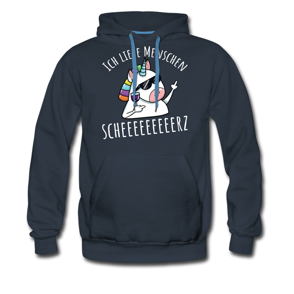 Ich liebe Menschen Einhorn | Men’s Premium Hoodie - Navy