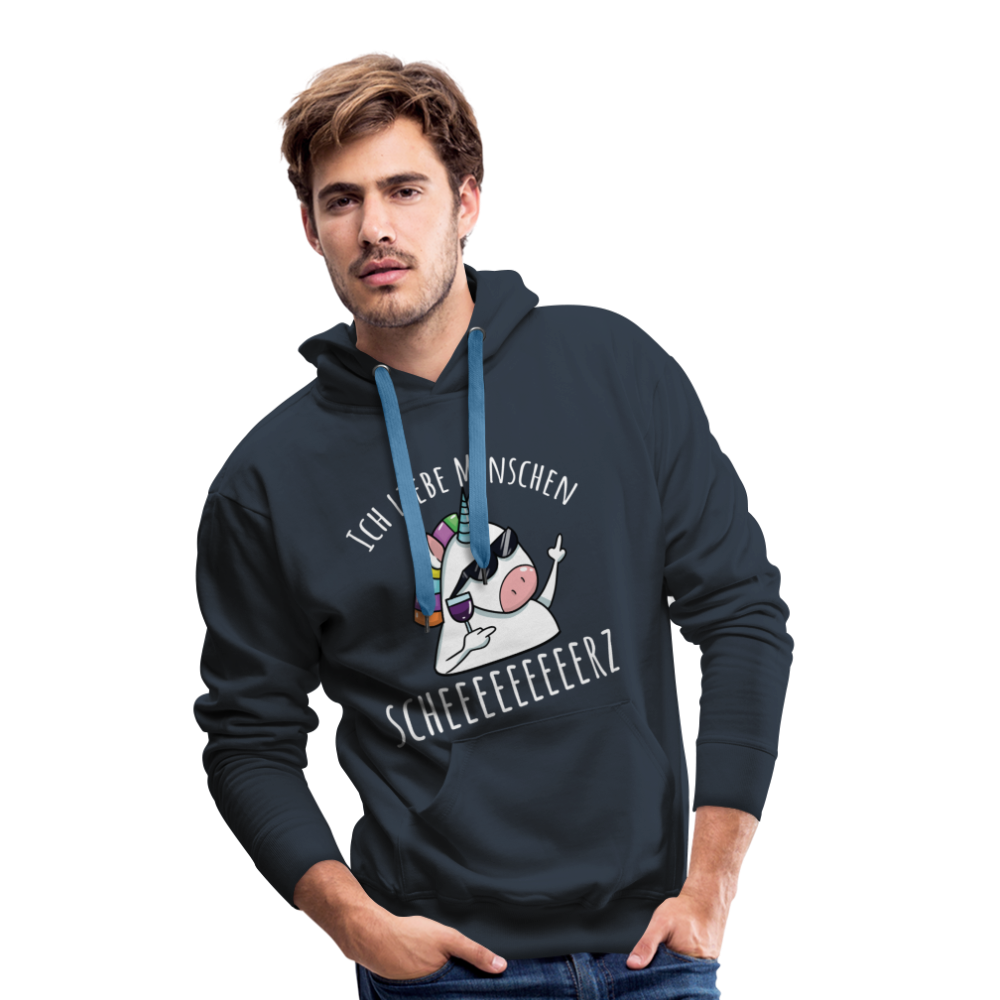 Ich liebe Menschen Einhorn | Men’s Premium Hoodie - Navy