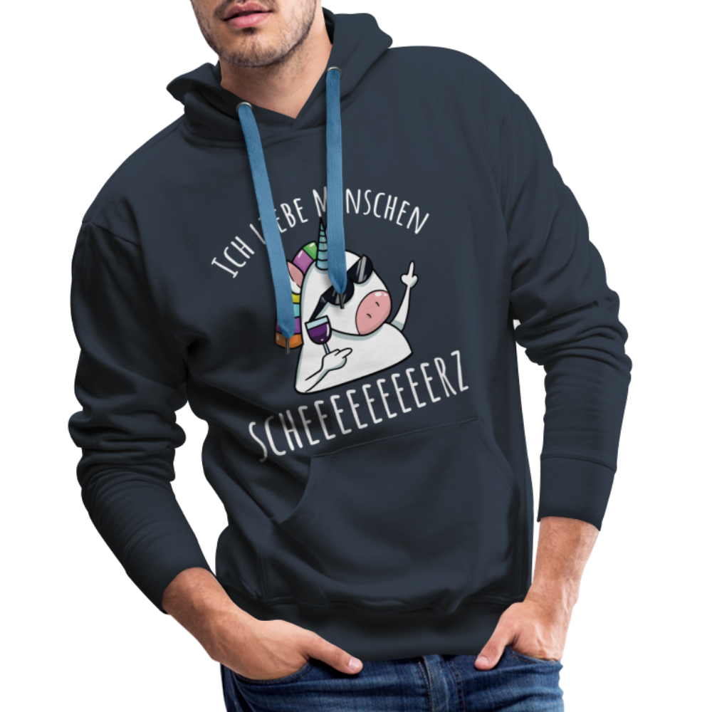 Ich liebe Menschen Einhorn | Men’s Premium Hoodie - Navy