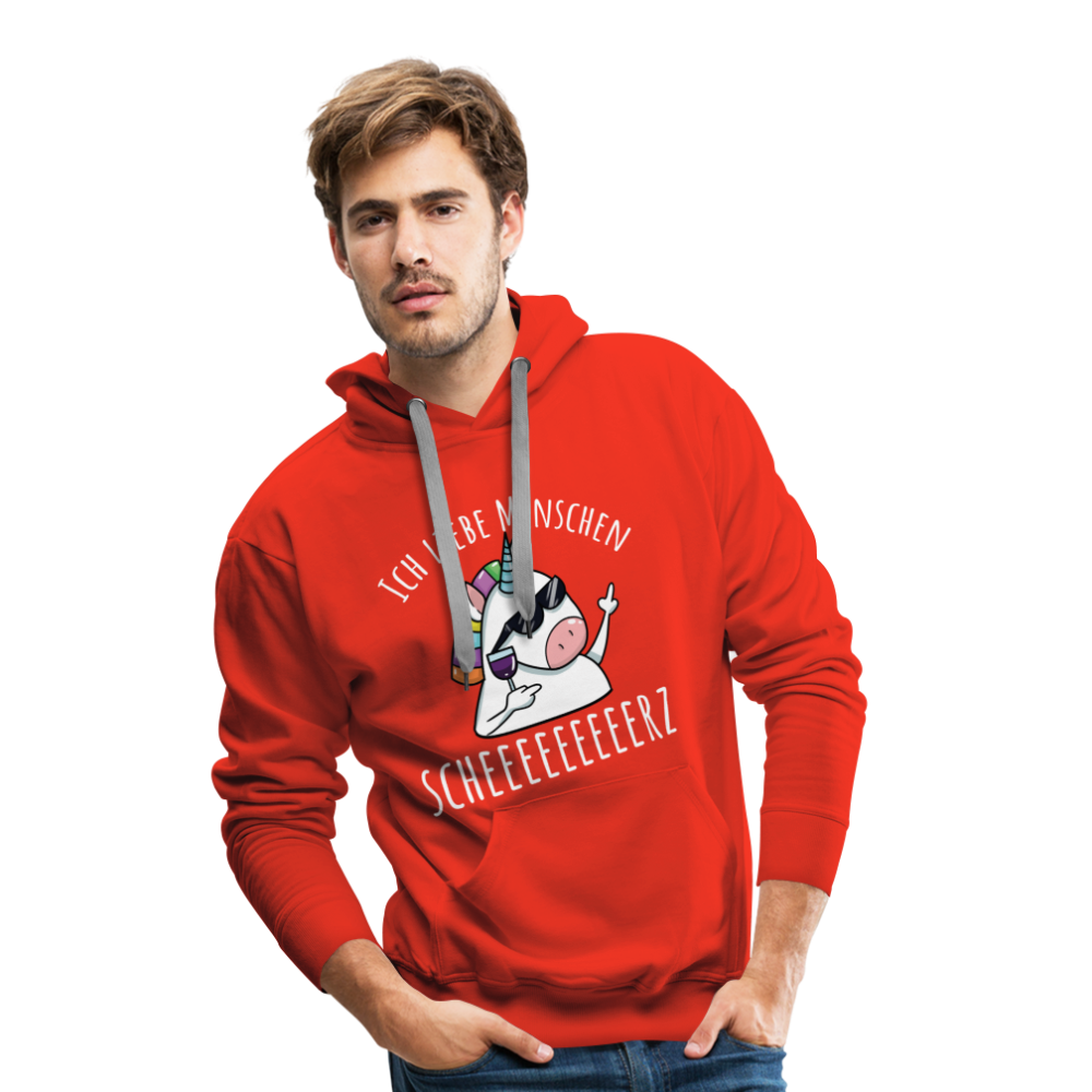 Ich liebe Menschen Einhorn | Men’s Premium Hoodie - Rot
