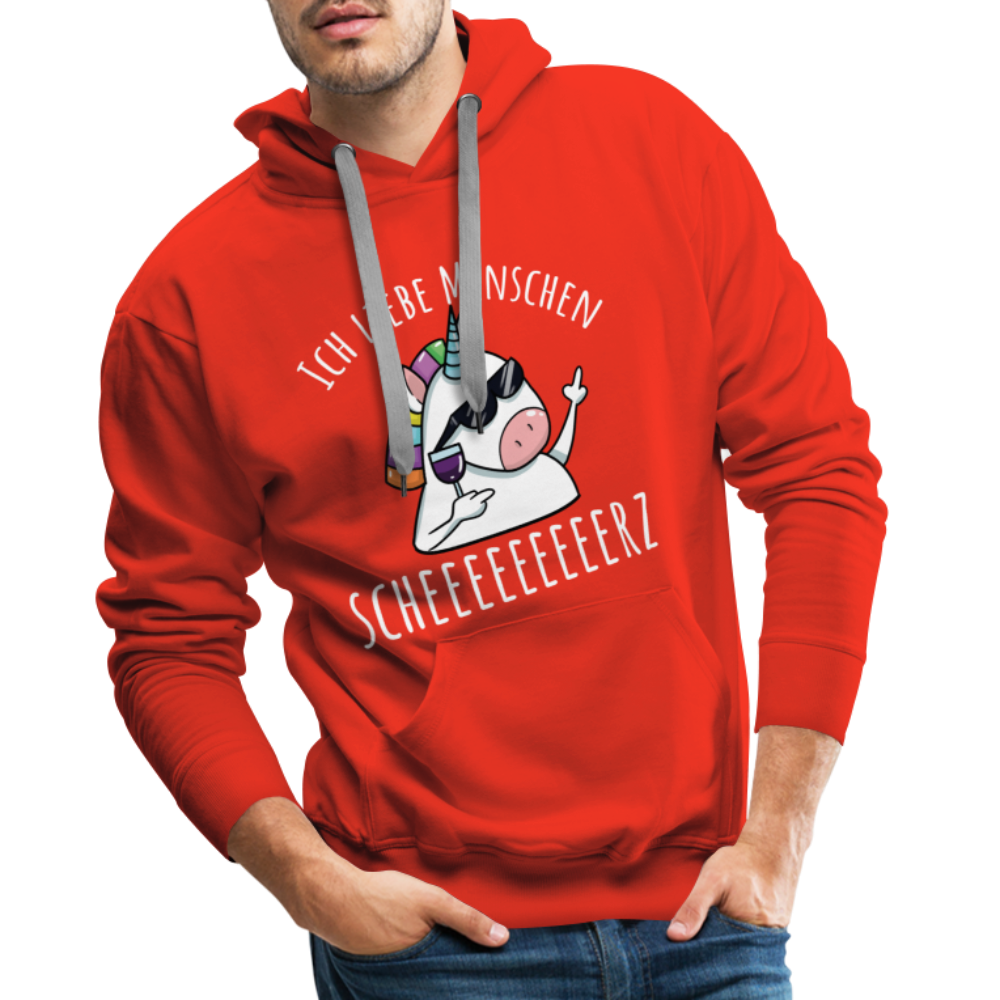 Ich liebe Menschen Einhorn | Men’s Premium Hoodie - Rot