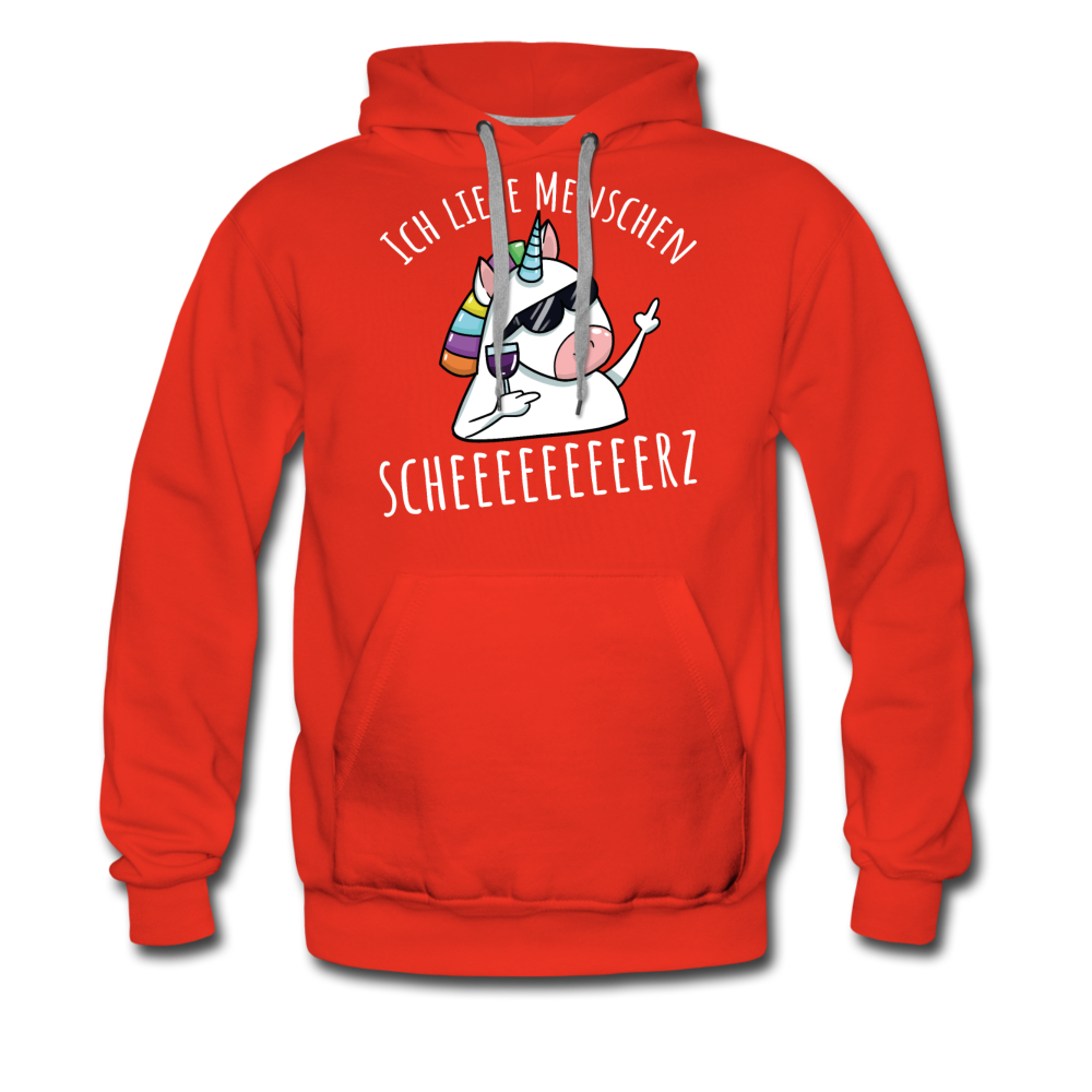 Ich liebe Menschen Einhorn | Men’s Premium Hoodie - Rot