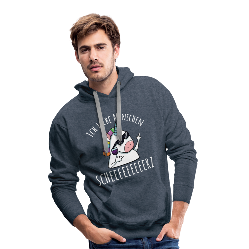 Ich liebe Menschen Einhorn | Men’s Premium Hoodie - Jeansblau