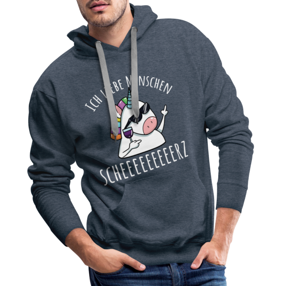 Ich liebe Menschen Einhorn | Men’s Premium Hoodie - Jeansblau