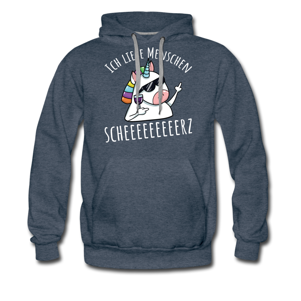 Ich liebe Menschen Einhorn | Men’s Premium Hoodie - Jeansblau