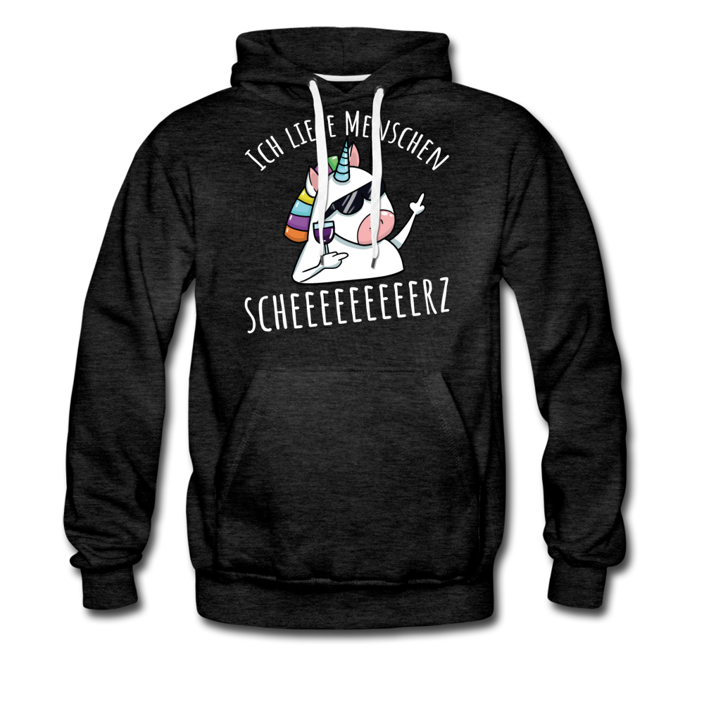 Ich liebe Menschen Einhorn | Men’s Premium Hoodie - Anthrazit