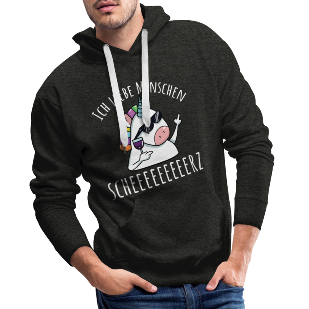 Ich liebe Menschen Einhorn | Men’s Premium Hoodie - Anthrazit
