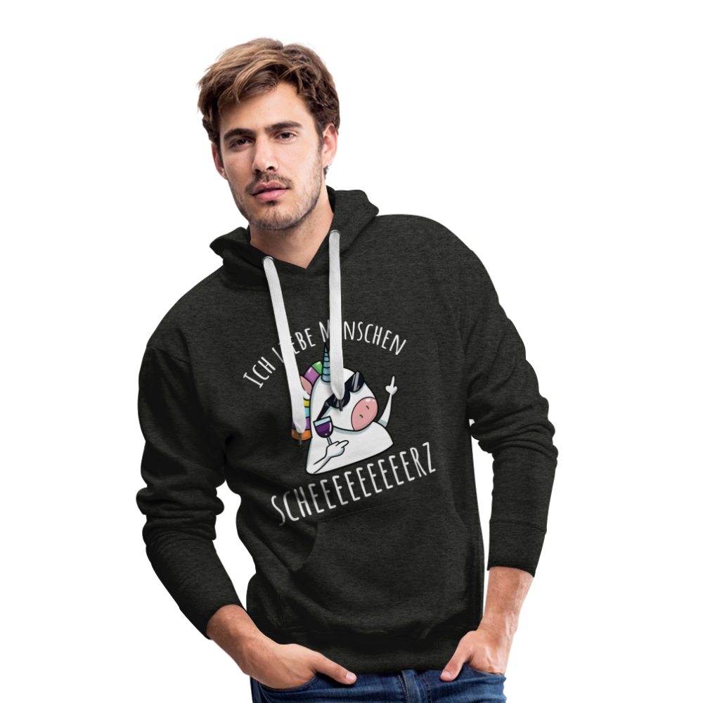 Ich liebe Menschen Einhorn | Men’s Premium Hoodie - Anthrazit