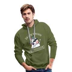 Ich liebe Menschen Einhorn | Men’s Premium Hoodie - Olivgrün