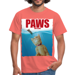 Paws Katze & Maus | Männer T-Shirt - Koralle