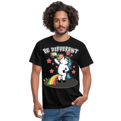 Be Different Pinkelndes Einhorn | Männer T-Shirt - Schwarz