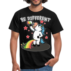 Be Different Pinkelndes Einhorn | Männer T-Shirt - Schwarz