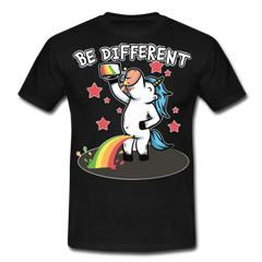 Be Different Pinkelndes Einhorn | Männer T-Shirt - Schwarz