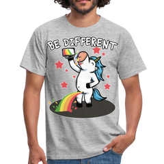Be Different Pinkelndes Einhorn | Männer T-Shirt - Grau meliert