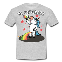 Be Different Pinkelndes Einhorn | Männer T-Shirt - Grau meliert
