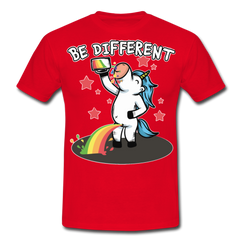 Be Different Pinkelndes Einhorn | Männer T-Shirt - Rot