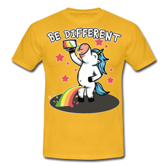 Be Different Pinkelndes Einhorn | Männer T-Shirt - Gelb
