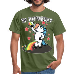 Be Different Pinkelndes Einhorn | Männer T-Shirt - Militärgrün