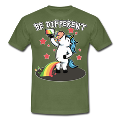 Be Different Pinkelndes Einhorn | Männer T-Shirt - Militärgrün