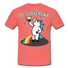 Be Different Pinkelndes Einhorn | Männer T-Shirt - Koralle
