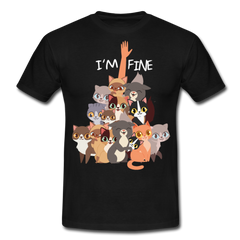 I'm Fine Katzenspruch | Männer T-Shirt - Schwarz