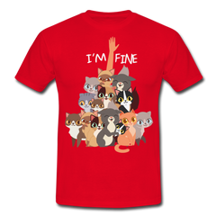 I'm Fine Katzenspruch | Männer T-Shirt - Rot