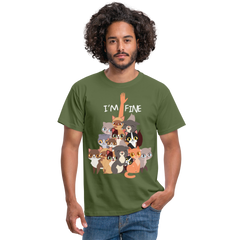 I'm Fine Katzenspruch | Männer T-Shirt - Militärgrün