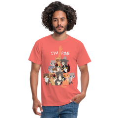 I'm Fine Katzenspruch | Männer T-Shirt - Koralle