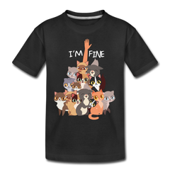 I'm Fine Katzenspruch | Teenager Premium Bio T-Shirt - Schwarz