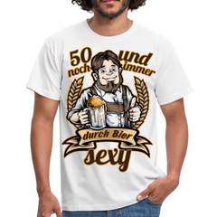 Lustiger Spruch 50er Geburtstag Bier | Männer T-Shirt - Weiß