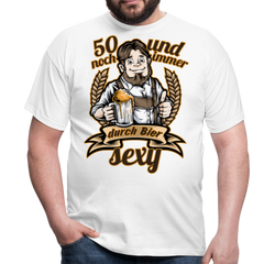 Lustiger Spruch 50er Geburtstag Bier | Männer T-Shirt - Weiß