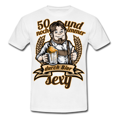 Lustiger Spruch 50er Geburtstag Bier | Männer T-Shirt - Weiß