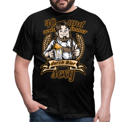 Lustiger Spruch 40. Geburtstag Bier | Männer T-Shirt - Schwarz