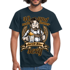 Lustiger Spruch 40. Geburtstag Bier | Männer T-Shirt - Navy