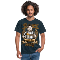 Lustiger Spruch 40. Geburtstag Bier | Männer T-Shirt - Navy