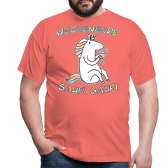 Wochenende Einhorn Endlich Freitag | Männer T-Shirt - Koralle