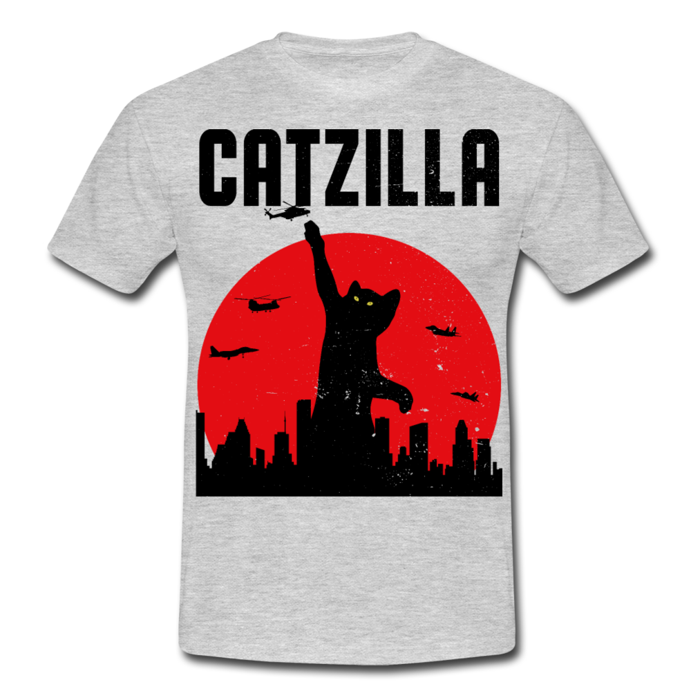Lustiger Catzilla Katzenspruch | Männer T-Shirt - Grau meliert